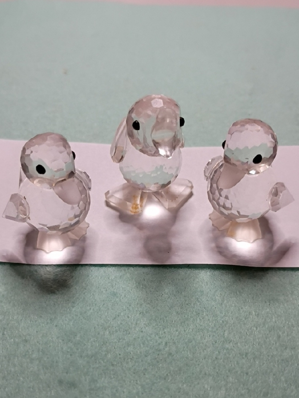 Clear Crystal Glass Bird Figurines - Set of 3